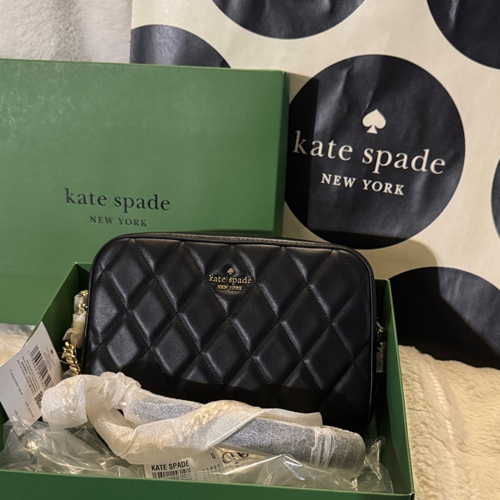 New with all gift packaging Kate Spade Black Quilted Crossbody Bag